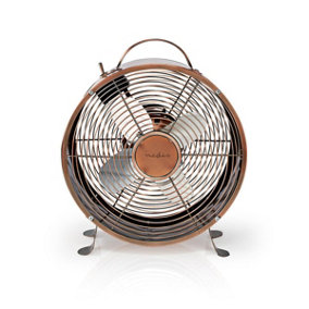 Retro Copper Metal Desk Fan 9" with 2 Speeds, On/Off Switch for Home and Office