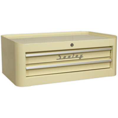 Retro Cream 2 Drawer Lockable Tool Chest - 710 x 460 x 270mm Storage Unit