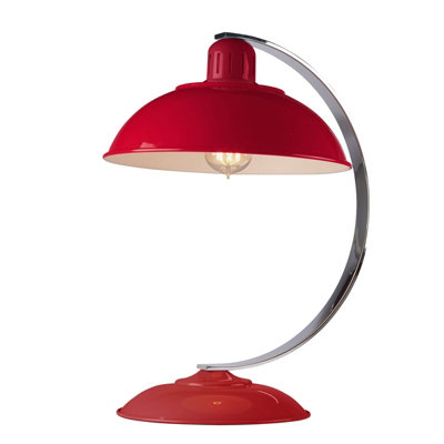 Retro Curved Arm Table Lamp in Traffic Red with LED E27 Socket