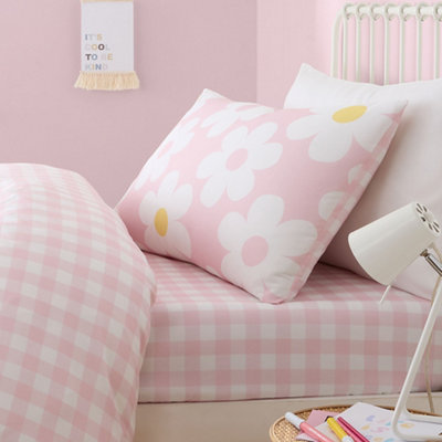 Retro Daisy Easy Care Nostalgic Floral Print Pink Duvet Cover Set