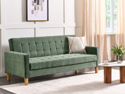 Retro Fabric Sofa Bed Green VEHKOO