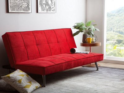 Retro Fabric Sofa Bed Red HASLE