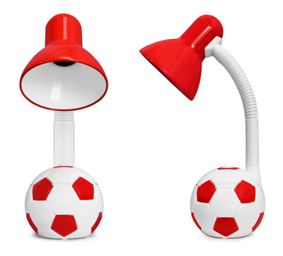 Retro Football Flexible Red and White Desk Lamp F01RED with 4W LED G45 Cool White