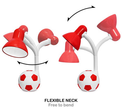 Retro Football Flexible Red and White Desk Lamp F01RED with 4W LED G45 Cool White