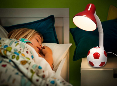 Retro Football Flexible Red and White Desk Lamp F01RED with 4W LED G45 Cool White