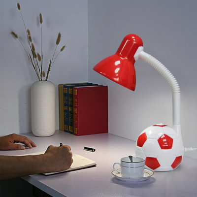 Retro Football Flexible Red and White Desk Lamp F01RED with 4W LED G45 Cool White