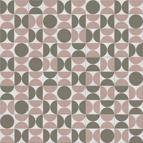 Retro Geo Tile Vinyl by Remland (Ochre Blush, 1m x 3m)