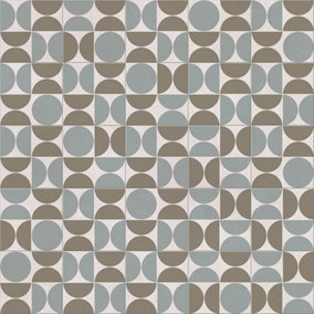 Retro Geo Tile Vinyl by Remland (Ochre Khaki, 1m x 3m)