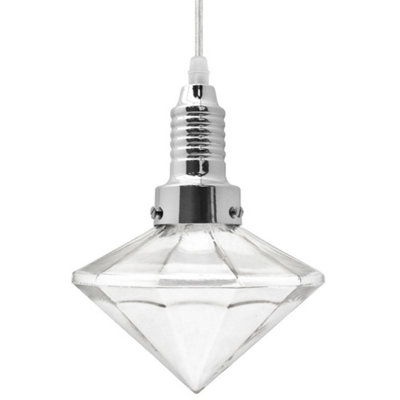 Retro Glass Diamond Shape Chrome Ceiling Pendant Light M0184