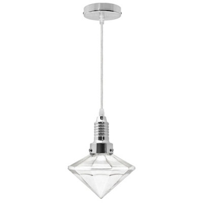 Retro Glass Diamond Shape Chrome Ceiling Pendant Light M0184