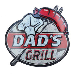 Retro Hanging Dad's Grill Metal Plaque Sign Home Gift 36 x 38cm