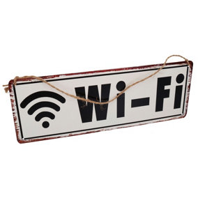 Retro Hanging WiFi Plaque Metal Sign Home Shop Cafe Gift- 36 x 13cm