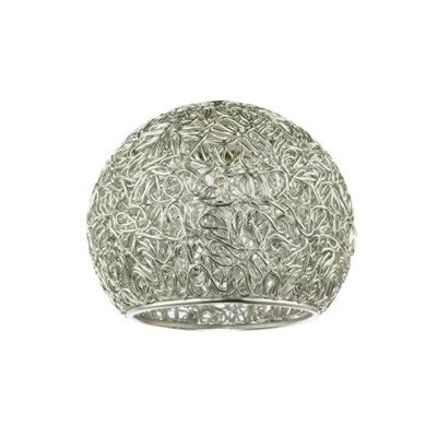 Retro Industrial Style Round Twisted Wire Mesh Metal Lamp Shade in Shiny Silver