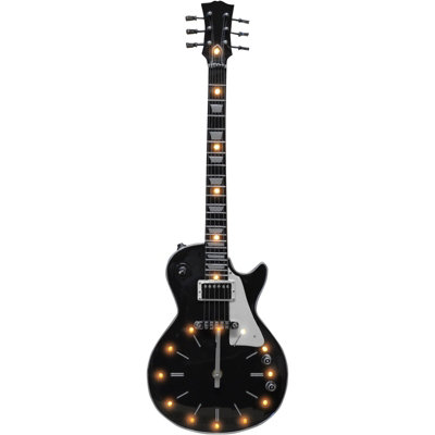 Retro LED Black Les Paul Inspired Guitar Wall Clock