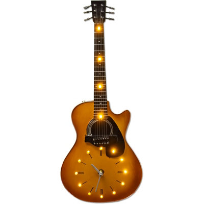 Retro LED Brown Les Paul Inspired Guitar Wall Clock