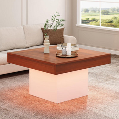 センターテーブル・ローテーブル Square Design vintage low table modern Retro LED Coffee Table Square Modern Low Wooden Center Table