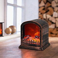 Retro LED Fireplace Lantern Fire Flame Light Home Decor 160 mm