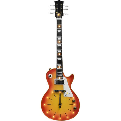 Retro LED Sunburst Les Paul Inspired Guitar Wall Clock