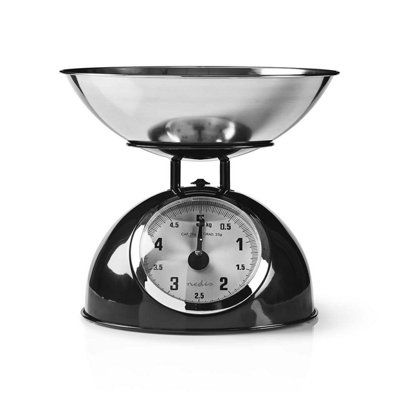 Retro Mechanical Kitchen Scales, Analogue Display, Max. 5Kg Capacity, Stainless Steel