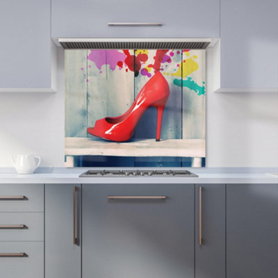 Retro Red Shoes Premium Glass Kitchen Splashback W600mm x H650mm