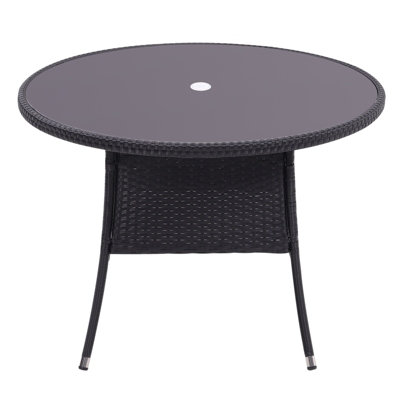 Round plastic patio table store with umbrella hole