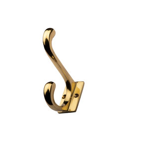 RETRO SOLID BRASS COAT AND HAT HOOK WITH RECTANGULAR BASE POLISHED BRASS