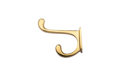 RETRO SOLID BRASS COAT AND HAT HOOK WITH RECTANGULAR BASE POLISHED