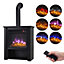 Retro Stove Fireplace Electric Stove 6 Flame Colors Brightness adjustable with Remote Control 30 Inch