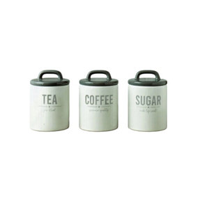 Retro Tea Coffee Sugar Classic Style Jars Set - Grey