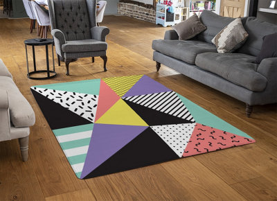 Retro Themed Geometrics Special Soft Home Rug