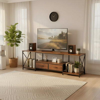 Retro TV Stand with Fabric Drawers