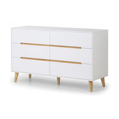 Retro White 5 Drawer Bedroom Chest