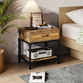 Retro Wood Bedroom Nightstand Bedside Table Chest of Drawer
