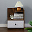 Retro Wooden 1 Drawer Bedside Table Nightstand W 450 x D 450 x H 550 mm
