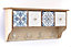 Retro Wooden Wall Shelf With 4 Drawers & Hooks