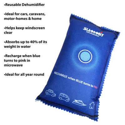 Reusable Car Dehumidifier Clear Windscreen Damp Moisture Absorbing Bag, Ideal for Car, Caravan, Campervan, Motorhome & Home