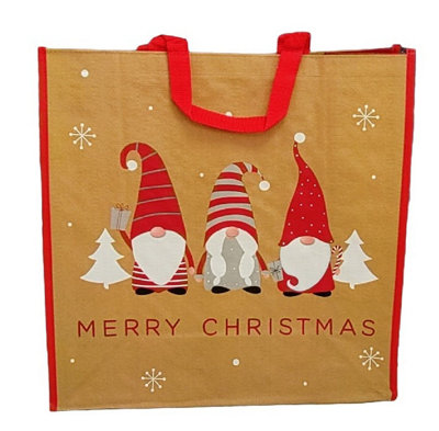 Reusable Christmas Tote Gift Bag Cute Gonk Shopping Bag Woven Bag For Life 45cm