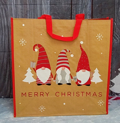 Reusable Christmas Tote Gift Bag Cute Gonk Shopping Bag Woven Bag For Life 45cm