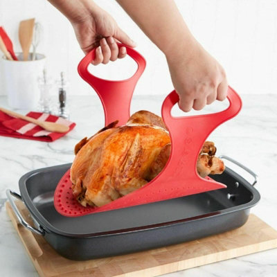 Reusable Non Stick Silicone Chicken Turkey Meat Lifter Roast Ham Kitchen Tool
