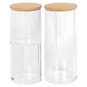 Reusable Plastic Bathroom Canister 2-Piece Set with Bamboo Lid