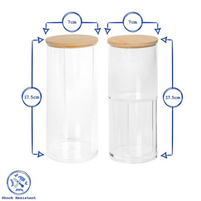 Reusable Plastic Bathroom Canister 2-Piece Set with Bamboo Lid - 3