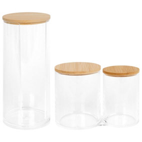 Reusable Plastic Bathroom Canister 2-Piece Set with Bamboo Lid