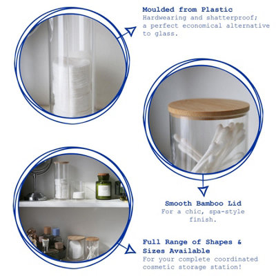 Reusable Plastic Bathroom Canister 3-Piece Set with Bamboo Lid