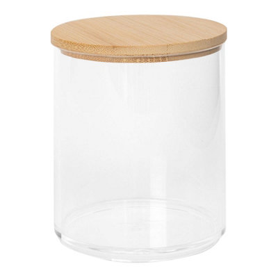 Reusable Plastic Bathroom Canister with Bamboo Lid