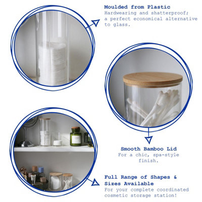 Reusable Plastic Bathroom Canister with Bamboo Lid