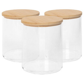 Reusable Plastic Bathroom Canisters with Bamboo Lid - Pack of 3
