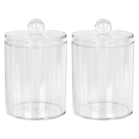 Reusable Plastic Bathroom Canisters with Clear Lid - Pack of 2