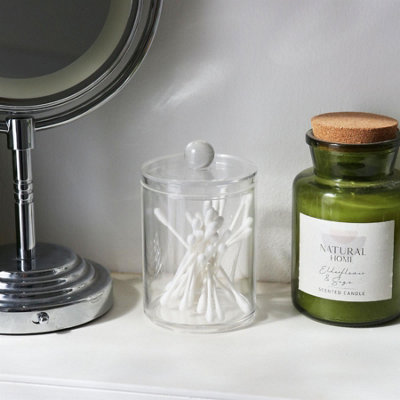 Reusable Plastic Bathroom Canisters with Clear Lid - Pack of 2