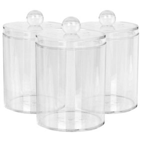 Reusable Plastic Bathroom Canisters with Clear Lid - Pack of 3