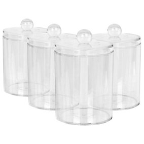 Reusable Plastic Bathroom Canisters with Clear Lid - Pack of 4